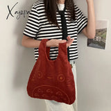 Xajzpa - Canvas Tote Bags For Women Corduroy Large Ladies Cotton Cloth Handbag Cartoon Print Female