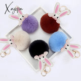 Xajzpa - Car Keychain Accessories Lovers Rabbit Bags Hangings Female Genuine Imitate Bunny Fur