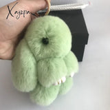 Xajzpa - Car Keychain Accessories Lovers Rabbit Bags Hangings Female Genuine Imitate Bunny Fur