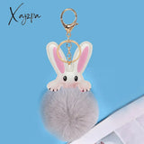 Xajzpa - Car Keychain Accessories Lovers Rabbit Bags Hangings Female Genuine Imitate Bunny Fur