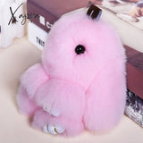 Xajzpa - Car Keychain Accessories Lovers Rabbit Bags Hangings Female Genuine Imitate Bunny Fur