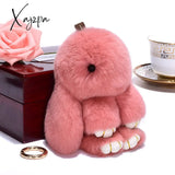 Xajzpa - Car Keychain Accessories Lovers Rabbit Bags Hangings Female Genuine Imitate Bunny Fur