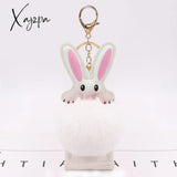 Xajzpa - Car Keychain Accessories Lovers Rabbit Bags Hangings Female Genuine Imitate Bunny Fur