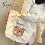 Xajzpa - Cartoon Shoulder Bag Women Canvas Large Capacity Cute Shopper Bags Girls Ins Fashion