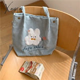 Xajzpa - Cartoon Shoulder Bag Women Canvas Large Capacity Cute Shopper Bags Girls Ins Fashion