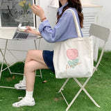 Xajzpa - Cartoon Shoulder Bag Women Canvas Large Capacity Cute Shopper Bags Girls Ins Fashion