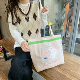 Xajzpa - Cartoon Shoulder Bag Women Canvas Large Capacity Cute Shopper Bags Girls Ins Fashion