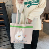 Xajzpa - Cartoon Shoulder Bag Women Canvas Large Capacity Cute Shopper Bags Girls Ins Fashion