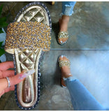 Xajzpa - Casual Beaded Flat Slippers Gold / 35