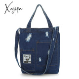 Xajzpa - Casual Denim Pattern Zipper Shoulder Bag Handbag Desinger Bags Casual Tote Female Crossbody Bag Ladies Messenger Bags Purses