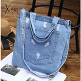 Xajzpa - Casual Denim Pattern Zipper Shoulder Bag Handbag Desinger Bags Tote Female Crossbody