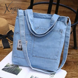 Xajzpa - Casual Denim Pattern Zipper Shoulder Bag Handbag Desinger Bags Tote Female Crossbody