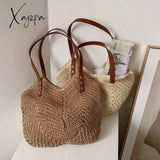 Xajzpa - Casual Large Capacity Straw Tote Bag Hollow Woven Women Shoulder Bags Summer Beach Lady