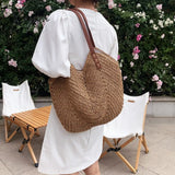 Xajzpa - Casual Large Capacity Straw Tote Bag Hollow Woven Women Shoulder Bags Summer Beach Lady