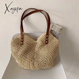 Xajzpa - Casual Large Capacity Straw Tote Bag Hollow Woven Women Shoulder Bags Summer Beach Lady