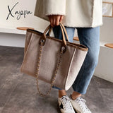 Xajzpa - Casual Large Capacity Tote Designer Chains Women Handbags Luxury Canvas Lady Shoulder