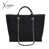 Xajzpa - Casual Large Capacity Tote Designer Chains Women Handbags Luxury Canvas Lady Shoulder