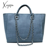 Xajzpa - Casual Large Capacity Tote Designer Chains Women Handbags Luxury Canvas Lady Shoulder