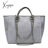 Xajzpa - Casual Large Capacity Tote Designer Chains Women Handbags Luxury Canvas Lady Shoulder