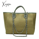 Xajzpa - Casual Large Capacity Tote Designer Chains Women Handbags Luxury Canvas Lady Shoulder