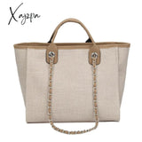 Xajzpa - Casual Large Capacity Tote Designer Chains Women Handbags Luxury Canvas Lady Shoulder