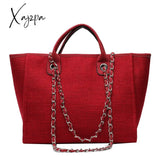 Xajzpa - Casual Large Capacity Tote Designer Chains Women Handbags Luxury Canvas Lady Shoulder