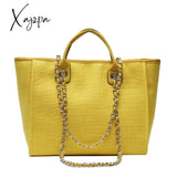 Xajzpa - Casual Large Capacity Tote Designer Chains Women Handbags Luxury Canvas Lady Shoulder