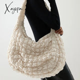 Xajzpa - Casual Large Capacity Tote Shoulder Bags Designer Ruched Handbag Luxury Nylon Quilted