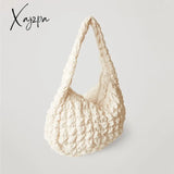 Xajzpa - Casual Large Capacity Tote Shoulder Bags Designer Ruched Handbag Luxury Nylon Quilted