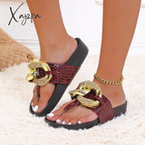 Xajzpa - Casual Patchwork Solid Color Round Comfortable Shoes Red / 36