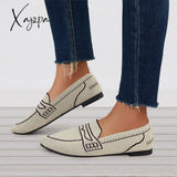 Xajzpa - Casual Pointed Toe Ballet Flats Knit Formal Walking Shoes Apricot / 5