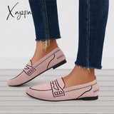 Xajzpa - Casual Pointed Toe Ballet Flats Knit Formal Walking Shoes Pink / 5