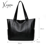 Xajzpa - Casual Pu Leather Large Capacity Tote Bags For Women Fashion Solid Color Zipper Female