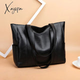 Xajzpa - Casual Pu Leather Large Capacity Tote Bags For Women Fashion Solid Color Zipper Female