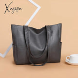 Xajzpa - Casual Pu Leather Large Capacity Tote Bags For Women Fashion Solid Color Zipper Female