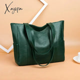 Xajzpa - Casual Pu Leather Large Capacity Tote Bags For Women Fashion Solid Color Zipper Female