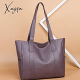 Xajzpa - Casual Pu Leather Large Capacity Tote Bags For Women Fashion Solid Color Zipper Female