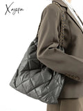 Xajzpa - Casual Quilted Padded Large Capacity Tote Bag Designer Lingge Chains Women Shoulder Bags