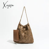 Xajzpa - Casual Quilted Padded Large Capacity Tote Bag Designer Lingge Chains Women Shoulder Bags