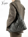 Xajzpa - Casual Quilted Padded Large Capacity Tote Bag Designer Lingge Chains Women Shoulder Bags