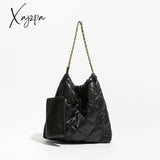 Xajzpa - Casual Quilted Padded Large Capacity Tote Bag Designer Lingge Chains Women Shoulder Bags