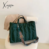 Xajzpa - Casual Quilted Padded Tote Bag Designer Women Handbags Nylon Down Cotton Shoulder