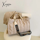 Xajzpa - Casual Quilted Padded Tote Bag Designer Women Handbags Nylon Down Cotton Shoulder