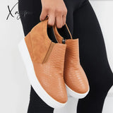 Xajzpa - Casual Slip On Platform Wedge Sneakers Hidden Booties Loafers