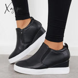 Xajzpa - Casual Slip On Platform Wedge Sneakers Hidden Booties Loafers