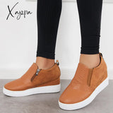 Xajzpa - Casual Slip On Platform Wedge Sneakers Hidden Booties Loafers