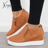 Xajzpa - Casual Slip On Platform Wedge Sneakers Hidden Booties Loafers