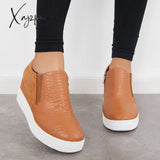 Xajzpa - Casual Slip On Platform Wedge Sneakers Hidden Booties Loafers