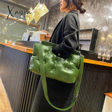 Xajzpa - Casual Space Padded Pillow Bag Designer Women Shoulder Bags Luxury Soft Pu Leather Crossbody Messenger Bag Large Tote Handbags