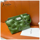 Xajzpa - Casual Space Padded Pillow Bag Designer Women Shoulder Bags Luxury Soft Pu Leather